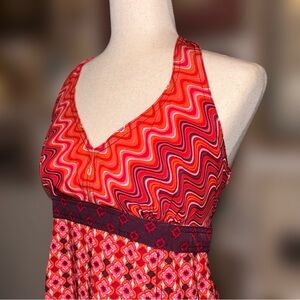 Athleta Orange and Pink Swirl Print Halter Dress